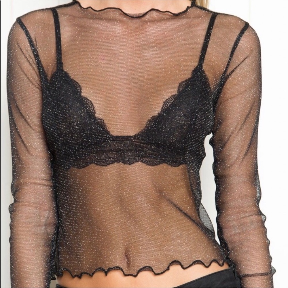 Brandy Melville sheer glitter top